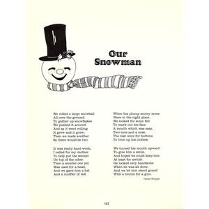 Our Snowman Winter Harriet Whipple 1970s Poem Retro Kitsch Wall Art SE8